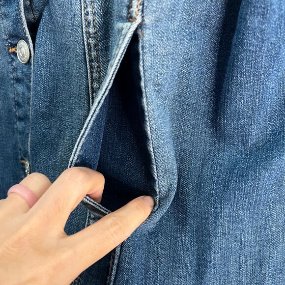 LOGO by Lori Goldstein Cropped Denim Jacket Medium Wash Size 8 - Picture 9 of 10